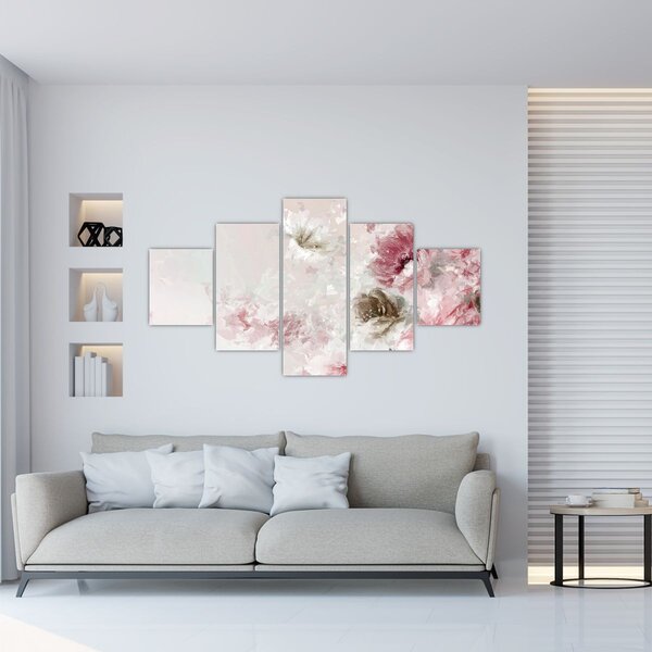 Obraz - Malba růžových květů (125x70 cm)