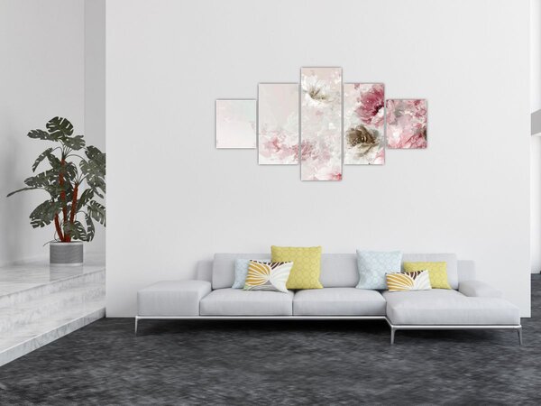 Obraz - Malba růžových květů (125x70 cm)