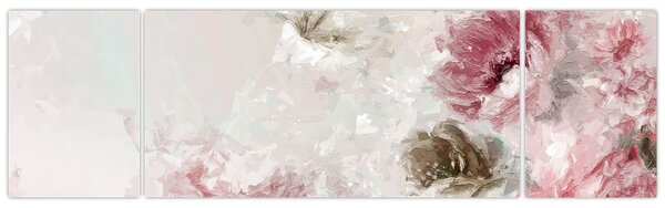 Obraz - Malba růžových květů (170x50 cm)
