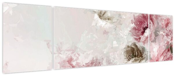 Obraz - Malba růžových květů (170x50 cm)