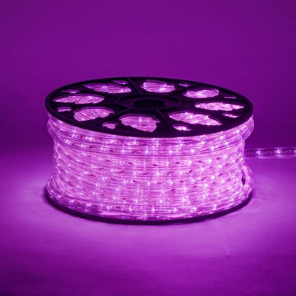 DECOLED Easy Fix světelná LED hadice venkovní, 50 m, růžová, 1500 diod, čirý kabel, IP44, cívka