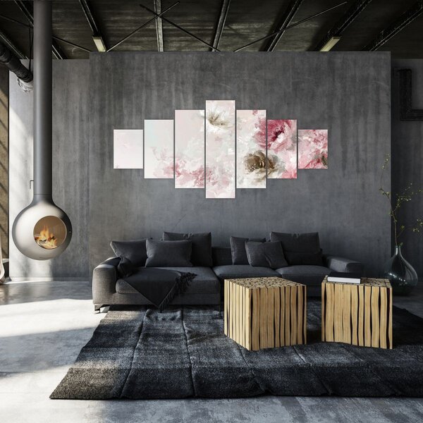 Obraz - Malba růžových květů (210x100 cm)