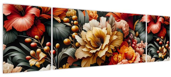 Obraz - Oranžovo-červené květy (170x50 cm)