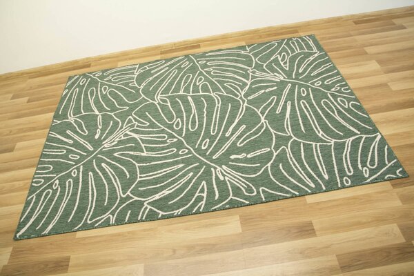 Balta Kusový koberec sisalový oboustranný Brussels 205625/10510 Monstera Listy zelený krémový Rozměr: 140x200 cm