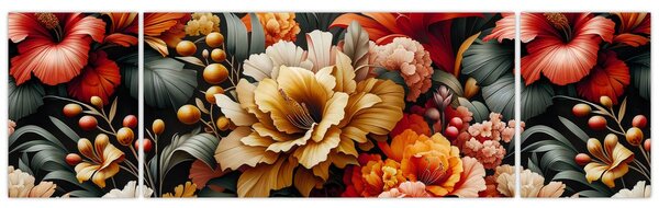 Obraz - Oranžovo-červené květy (170x50 cm)