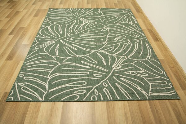 Balta Kusový koberec sisalový oboustranný Brussels 205625/10510 Monstera Listy zelený krémový Rozměr: 140x200 cm