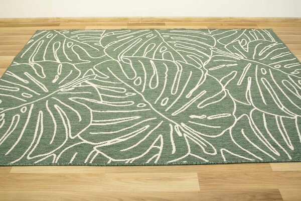 Balta Kusový koberec sisalový oboustranný Brussels 205625/10510 Monstera Listy zelený krémový Rozměr: 140x200 cm