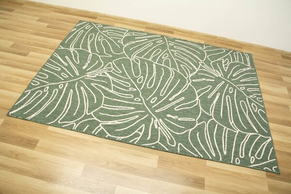 Balta Kusový koberec sisalový oboustranný Brussels 205625/10510 Monstera Listy zelený krémový Rozměr: 140x200 cm