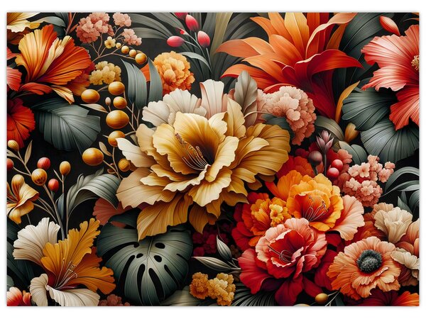 Obraz - Oranžovo-červené květy (70x50 cm)