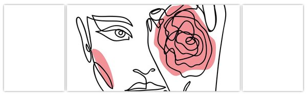 Obraz - Line art obličej s růží (170x50 cm)