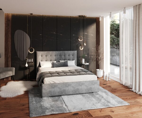 Čalouněná postel LUCERNA 90x200 Ocelová Paris s úložným prostorem kovový rošt