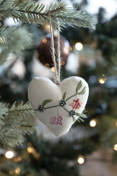 Det Gamle Apotek Bavlněná ozdoba Heart Mistletoe - Pretzel DGA217