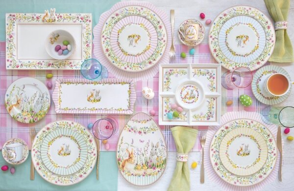 Porcelánový dezertní talíř Velikonoční zajíčky 19 cm