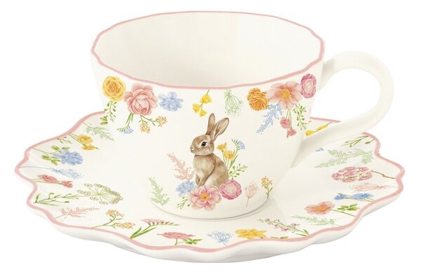 Porcelánový šálek s podšálkem Velikonoční zajíček 200 ml