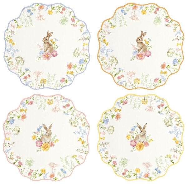 Sada 4 ks porcelánových dezertních talířů Velikonoční zajíček 21 cm