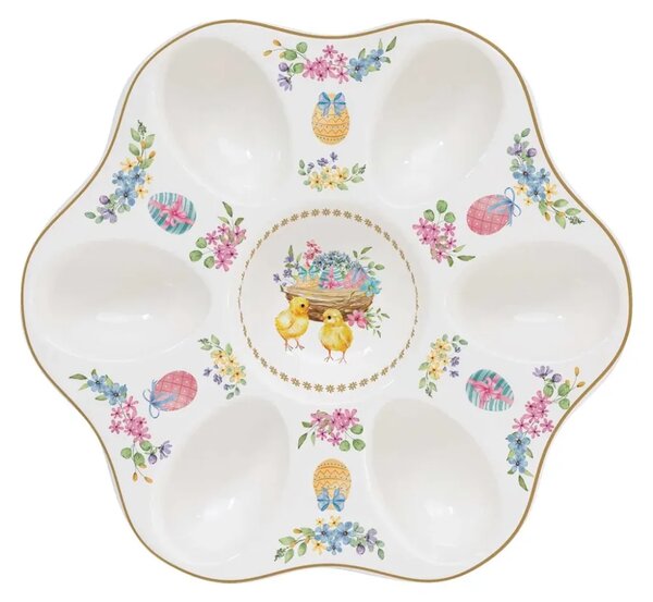 Porcelánový talíř na vejce Jarní květy 21 cm