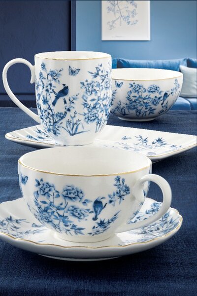 Porcelánová sada 3 ks talířů Modré květy
