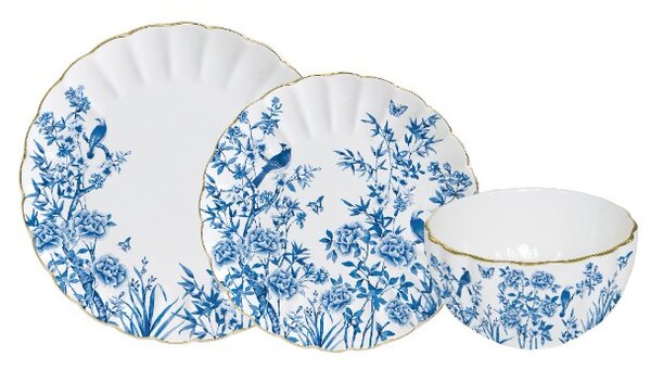 Porcelánová sada 3 ks talířů Modré květy