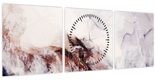 Obraz - Fialový mramor N⁰1 (s hodinami) (90x30 cm)
