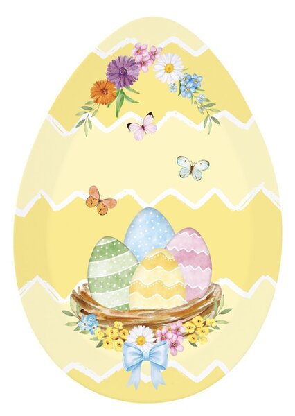 Porcelánový servírovací talíř Velikonoční vajíčko žlutý