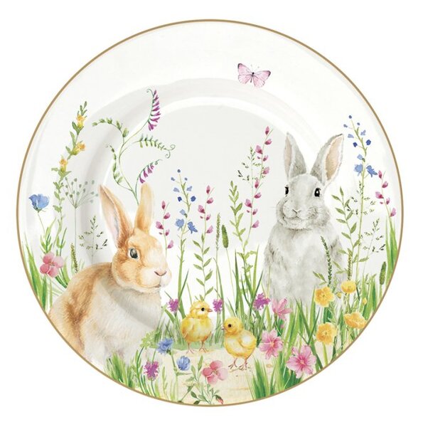 Porcelánová sada 2 ks talířů Velikonoční zajíčky