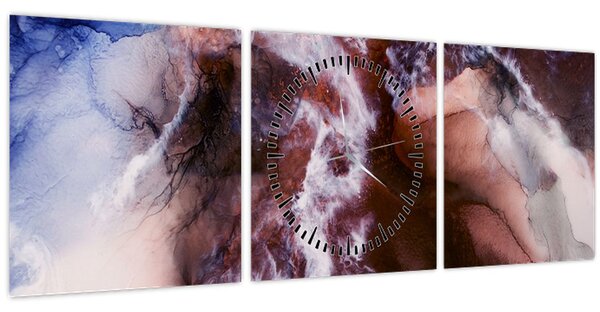 Obraz - Fialový mramor N⁰3 (s hodinami) (90x30 cm)
