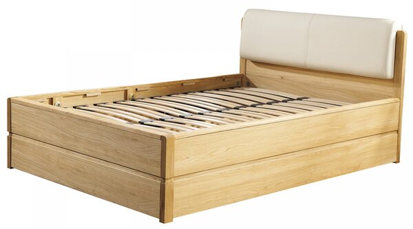 AMI nábytek Dubová postel Modena Natura 140x200cm s úložným prostorem