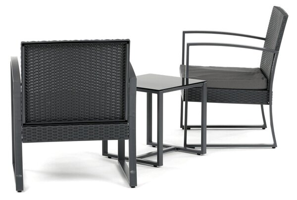 SIESTA – 1+2 s polyratanem a skleněnou deskou, šedá