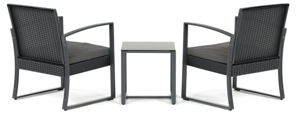 SIESTA – 1+2 s polyratanem a skleněnou deskou, šedá
