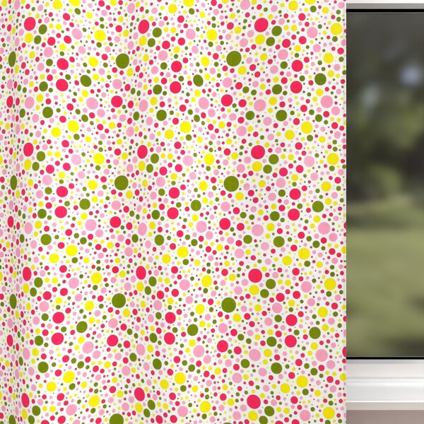 Biante Dětský bavlněný závěs Sandra SA-209 Růžové a žluté puntíky na bílém 140x150 cm