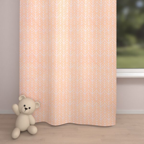 Biante Dětský bavlněný závěs Sandra SA-213 Listy na meruňkově oranžovém 130x140 cm