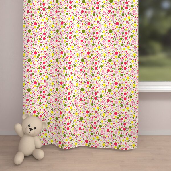 Biante Dětský bavlněný závěs Sandra SA-209 Růžové a žluté puntíky na bílém 140x150 cm