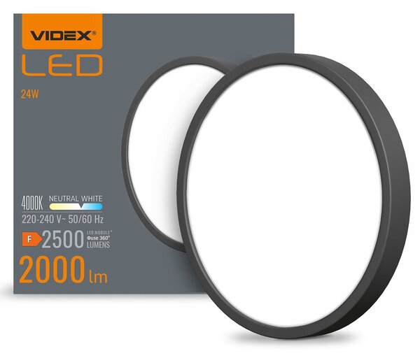 Stropní přisazené svítidlo Videx 24 W 4000 K černé