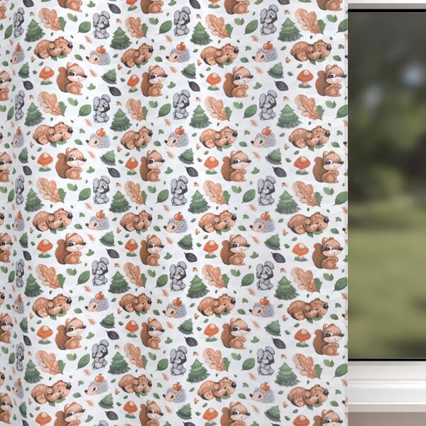 Biante Dětský bavlněný závěs Sandra SA-282 Veverky a lesní kamarádi 150x170 cm