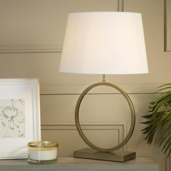Searchlight EU93102WH Velká stolní lampa ELEGANT bronzová & BÍLÉ stínidlo
