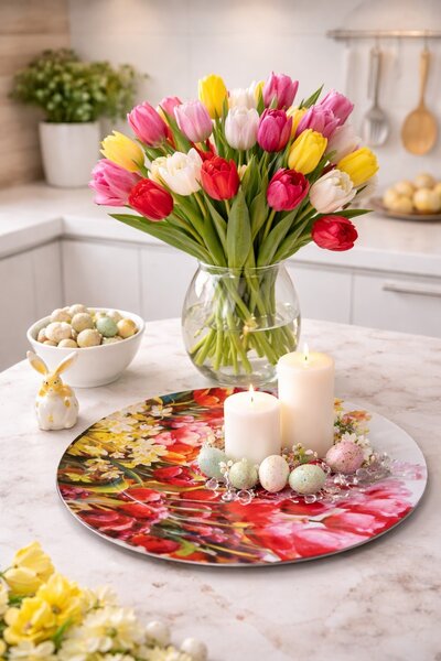 Talíř plechový Barevné tulipány Ø 33 cm 2000328