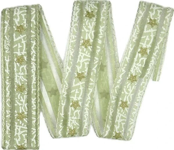 Vánoční stuha organzová SNOW ROMANCE pastelově zelená 25mm x 2m (8,- Kč/m)