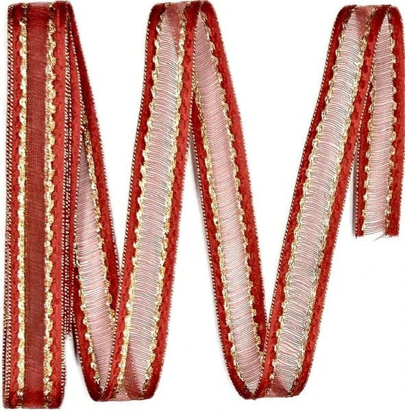 Stuha organza MONDAN RUBY RED červená 15mm x 2m (6,-Kč/m)