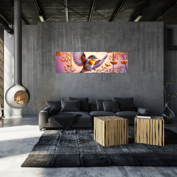 Obraz - Pták s Jeřabinou (170x50 cm)