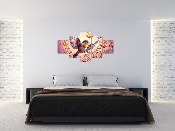 Obraz - Pták s Jeřabinou (125x70 cm)