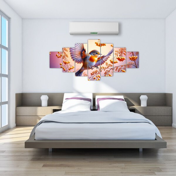 Obraz - Pták s Jeřabinou (210x100 cm)