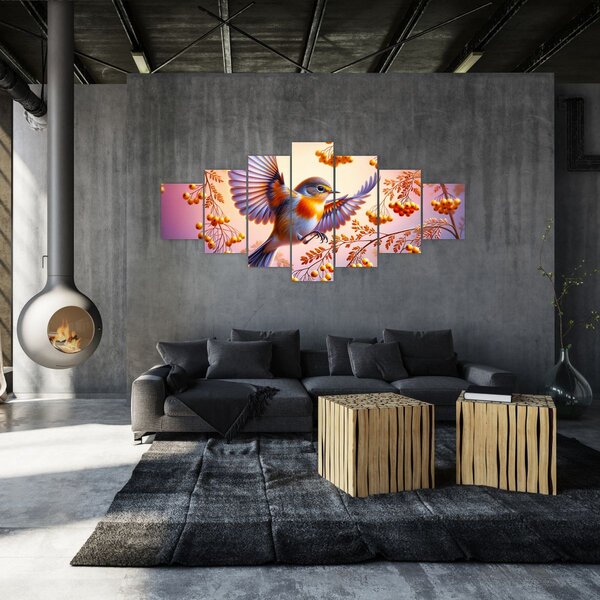 Obraz - Pták s Jeřabinou (210x100 cm)
