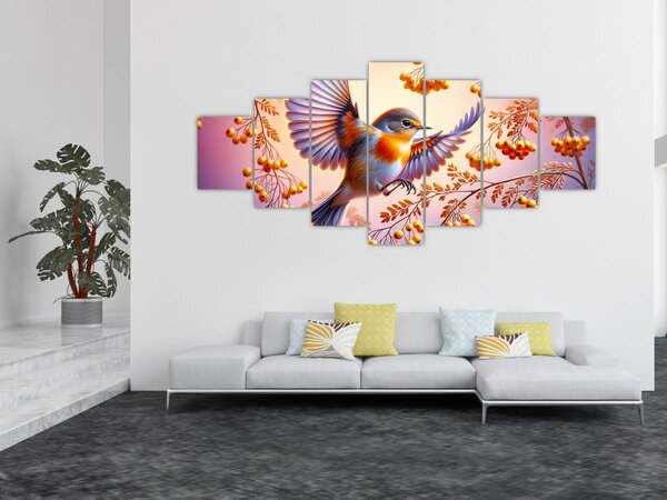 Obraz - Pták s Jeřabinou (210x100 cm)