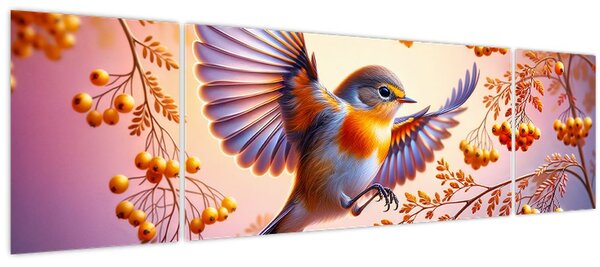Obraz - Pták s Jeřabinou (170x50 cm)