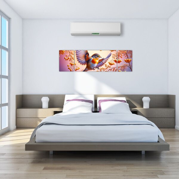 Obraz - Pták s Jeřabinou (170x50 cm)