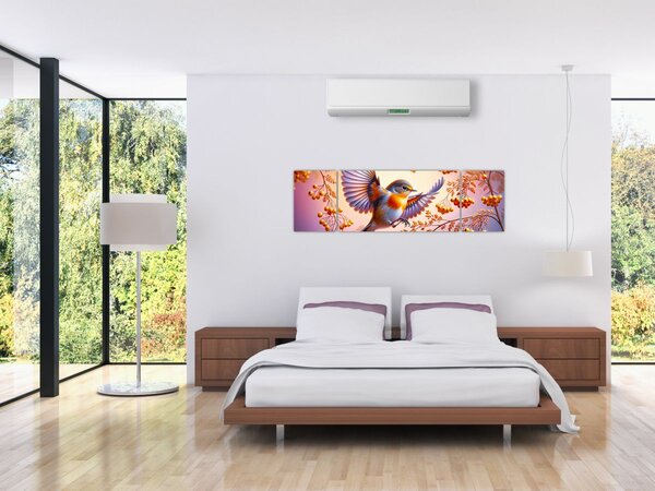 Obraz - Pták s Jeřabinou (170x50 cm)