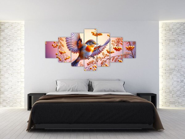 Obraz - Pták s Jeřabinou (210x100 cm)