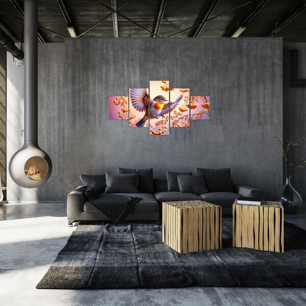 Obraz - Pták s Jeřabinou (125x70 cm)
