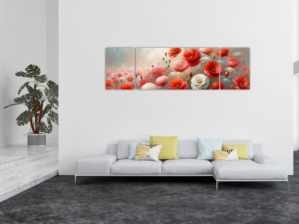 Obraz - Malba vlčích máků (170x50 cm)