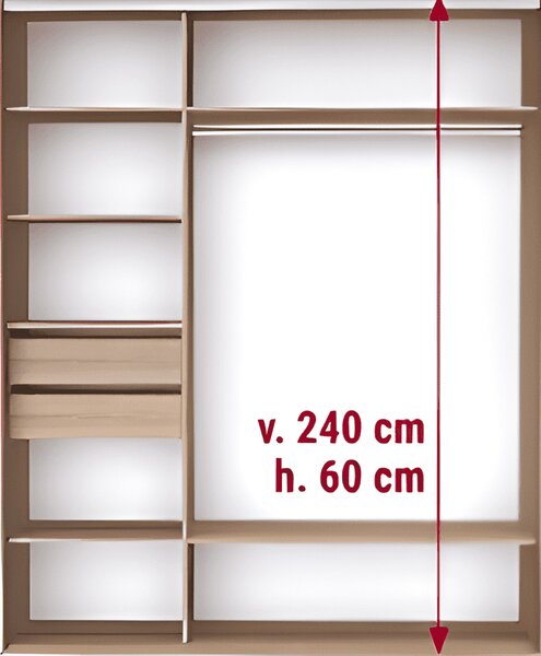 Dvoudveřová šatní skříň ONYX Modřín latte, Šířka: 120 cm, Výška: 220 cm